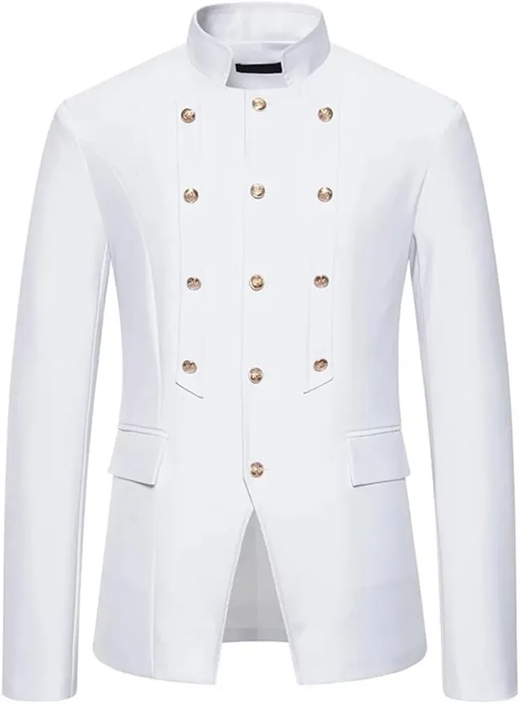 Men Court Prince Suit Jacket Stand Collar Slim Fit Blazers Wedding Groom Party Dinner Costume