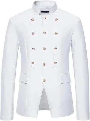 Men Court Prince Suit Jacket Stand Collar Slim Fit Blazers Wedding Groom Party Dinner Costume
