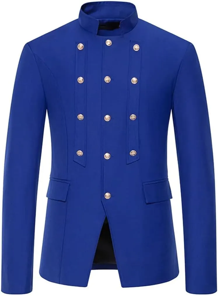 Men Court Prince Suit Jacket Stand Collar Slim Fit Blazers Wedding Groom Party Dinner Costume