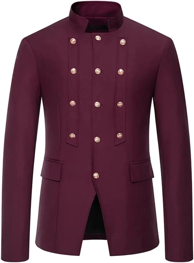 Men Court Prince Suit Jacket Stand Collar Slim Fit Blazers Wedding Groom Party Dinner Costume