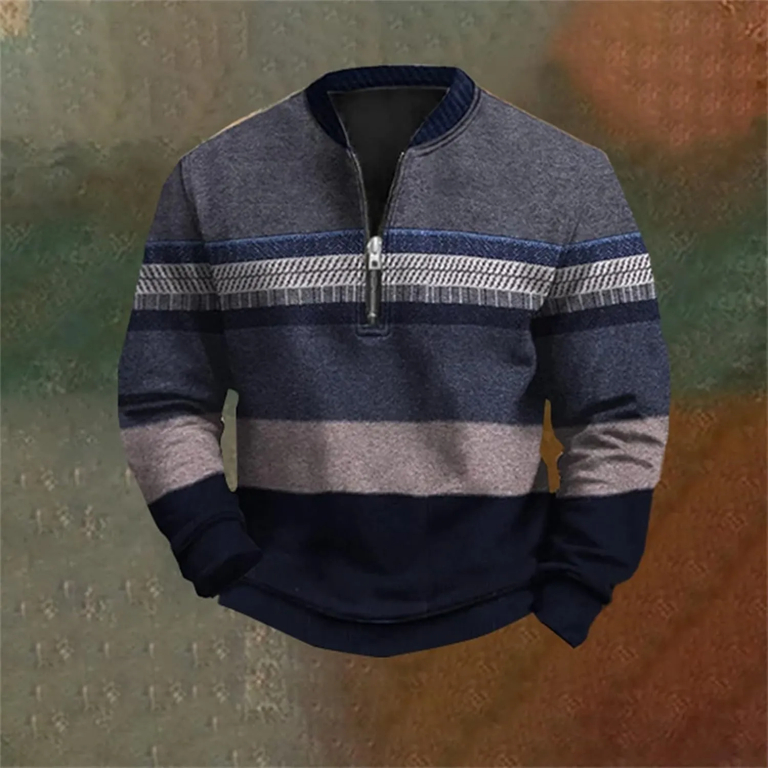 Men's Fashion Hoodies & Sweatshirts, Quarter Zip Pullover Men Long Sleeve Outdoor Stand Collar Twist Pattern Sweaters