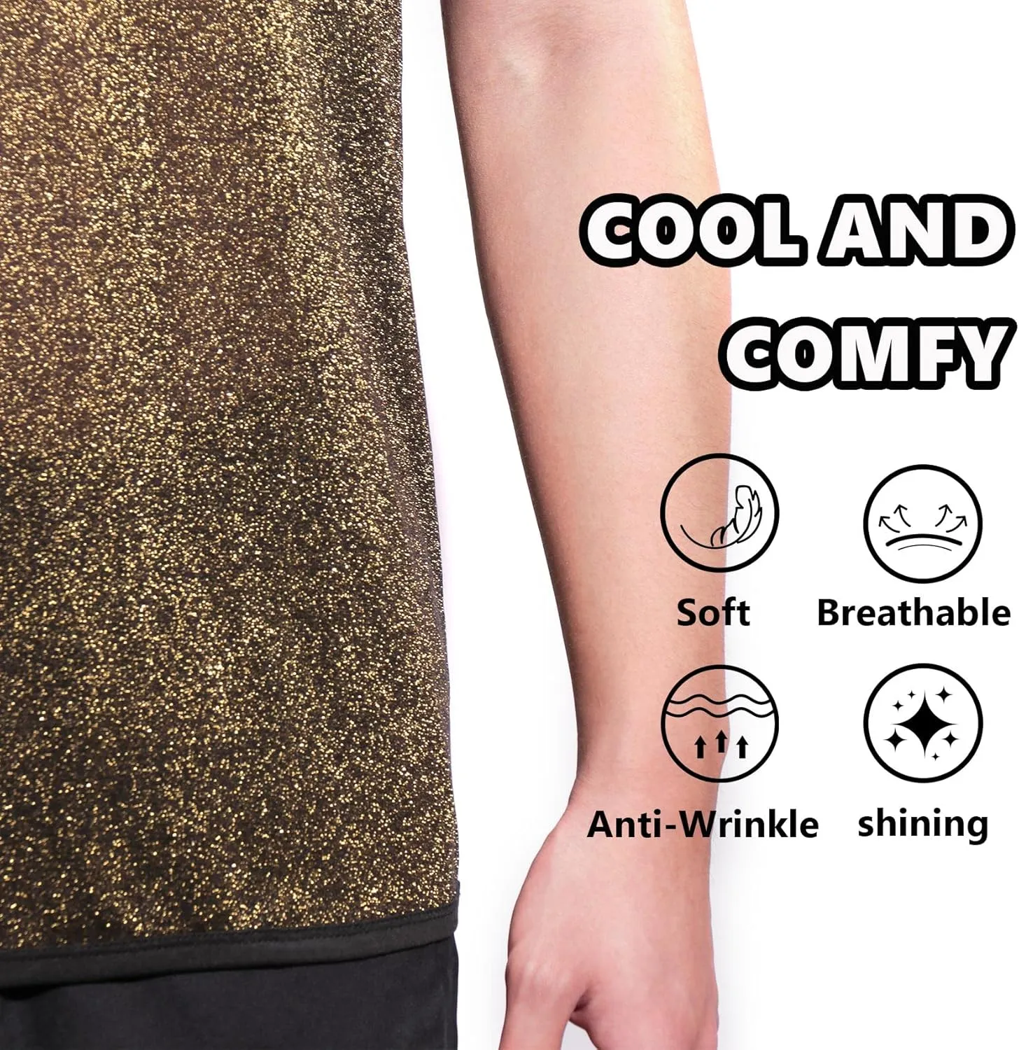Men's Mesh Glitter Top Gold Sheer See Through Sleeveless Shirts Metallic Sequin Tank Sparkly Party Disco Tank Top