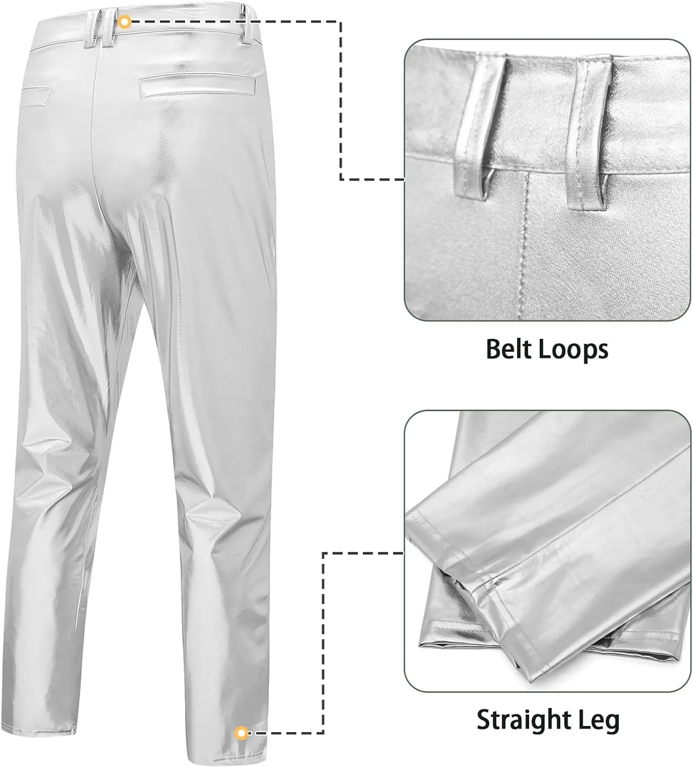 Mens Metallic Pants Night Club Rave Sequin Pants Shiny Slim Fit Trousers Disco Party Outfit