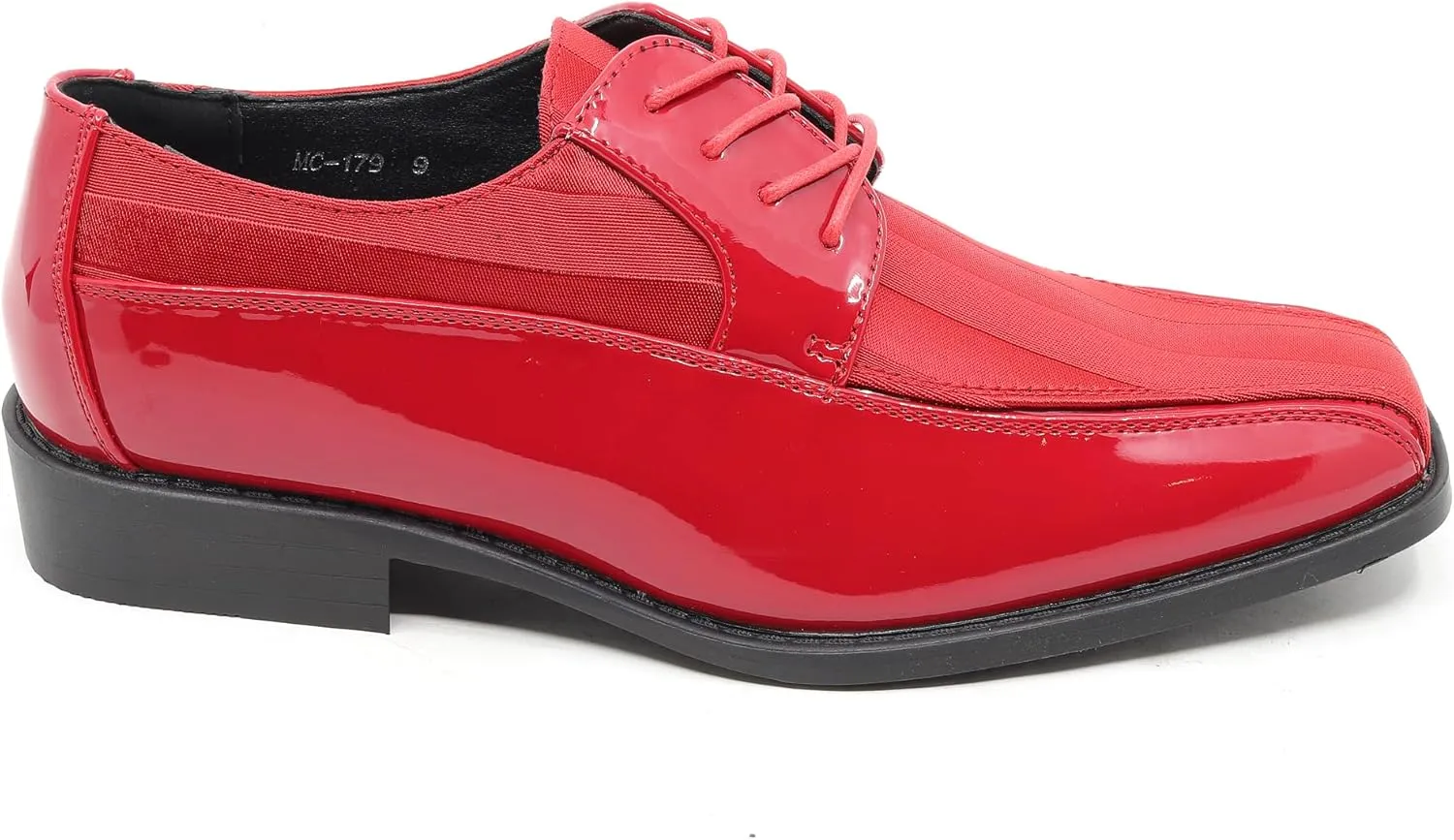 Men's Oxford Lace up Striped Satin Patent Tuxedo Dress Shoes MC-179