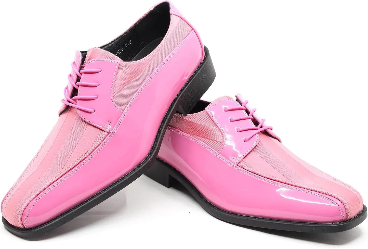 Men's Oxford Lace up Striped Satin Patent Tuxedo Dress Shoes MC-179