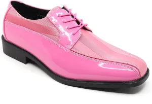 Men's Oxford Lace up Striped Satin Patent Tuxedo Dress Shoes MC-179