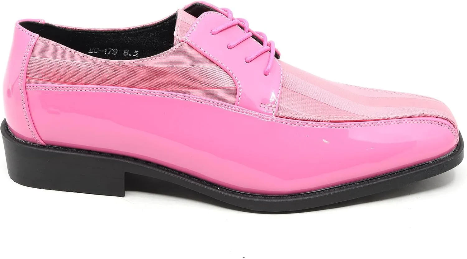 Men's Oxford Lace up Striped Satin Patent Tuxedo Dress Shoes MC-179