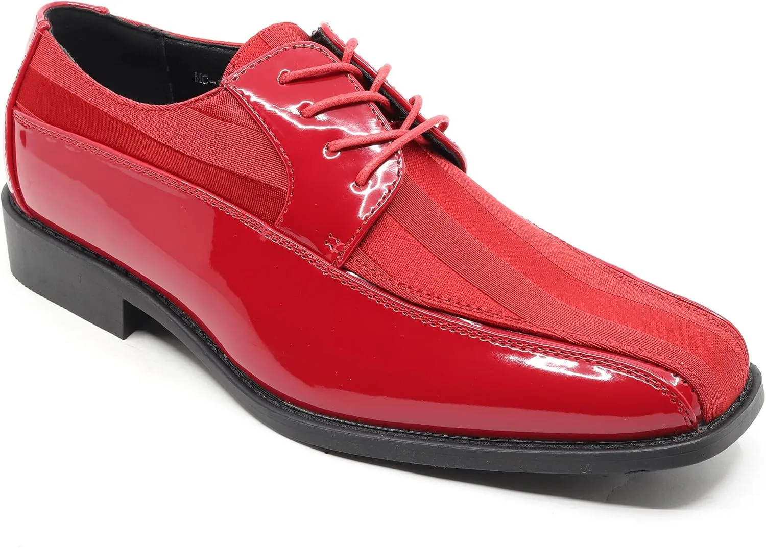 Men's Oxford Lace up Striped Satin Patent Tuxedo Dress Shoes MC-179