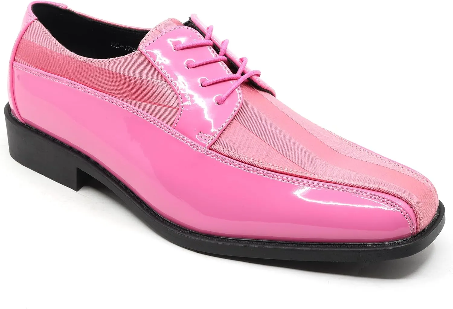 Men's Oxford Lace up Striped Satin Patent Tuxedo Dress Shoes MC-179