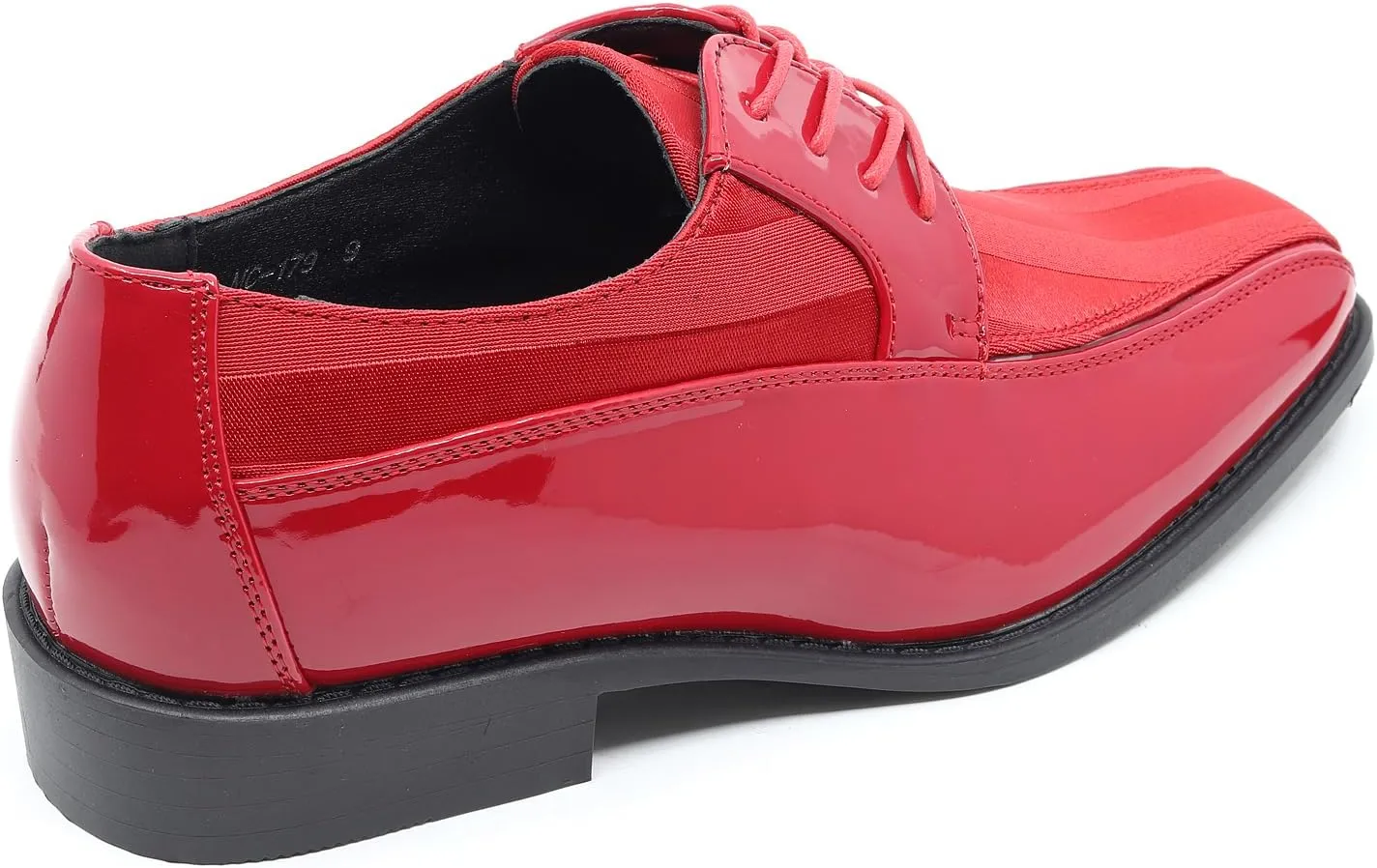 Men's Oxford Lace up Striped Satin Patent Tuxedo Dress Shoes MC-179