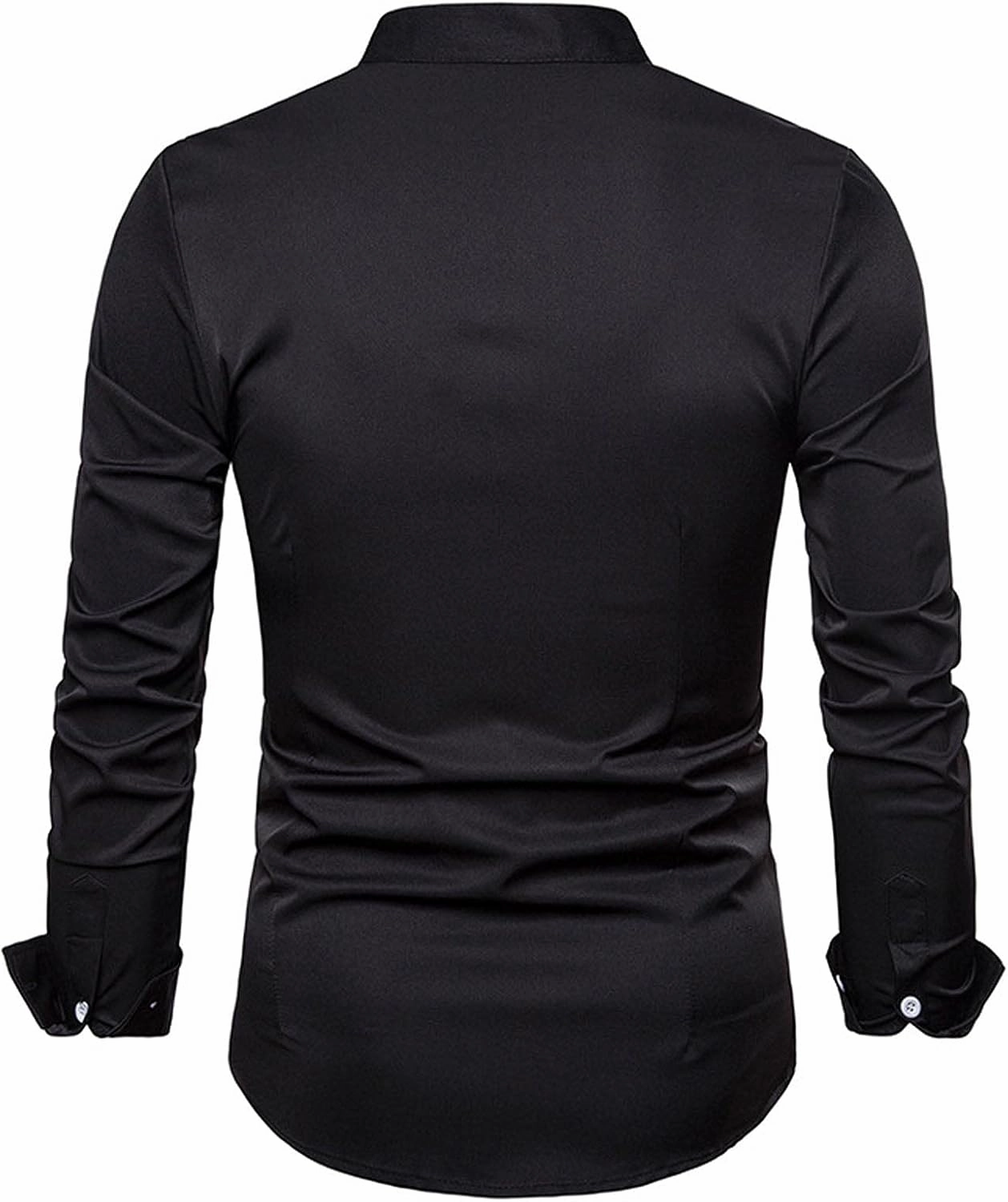 Mens T Shirts Casual Floral Embroidery Long Sleeve Dress Shirt Slim Fit Solid Button Up Tees Shirt Trendy Clothes