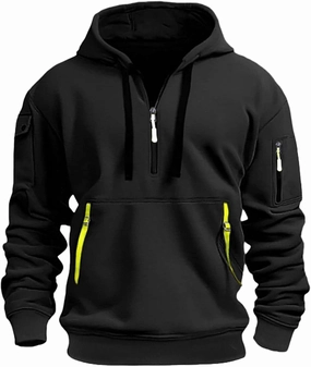 Mens Vintage American Flag Hoodie Active Workout Long Sleeve Pullover Quarter Zip USA Hoodies Tactical Sweatshirts