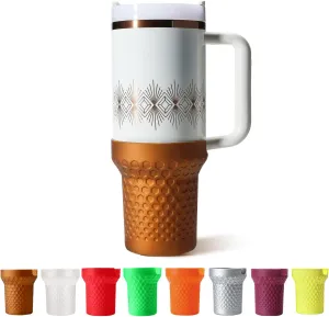 Metallic Glitter Boot for Stanley, Tall Silicone Protector Sleeve Accessories for Stanley Quencher H2.0 FlowState Tumbler 40oz / Stanley Adventure Quencher Tumbler 40oz (Bronze)