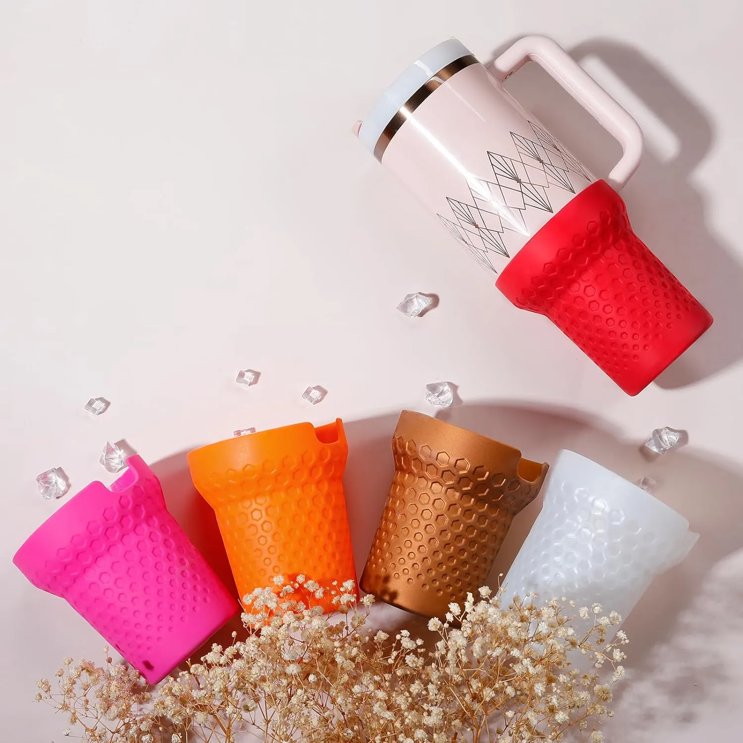 Metallic Glitter Boot for Stanley, Tall Silicone Protector Sleeve Accessories for Stanley Quencher H2.0 FlowState Tumbler 40oz / Stanley Adventure Quencher Tumbler 40oz (Bronze)
