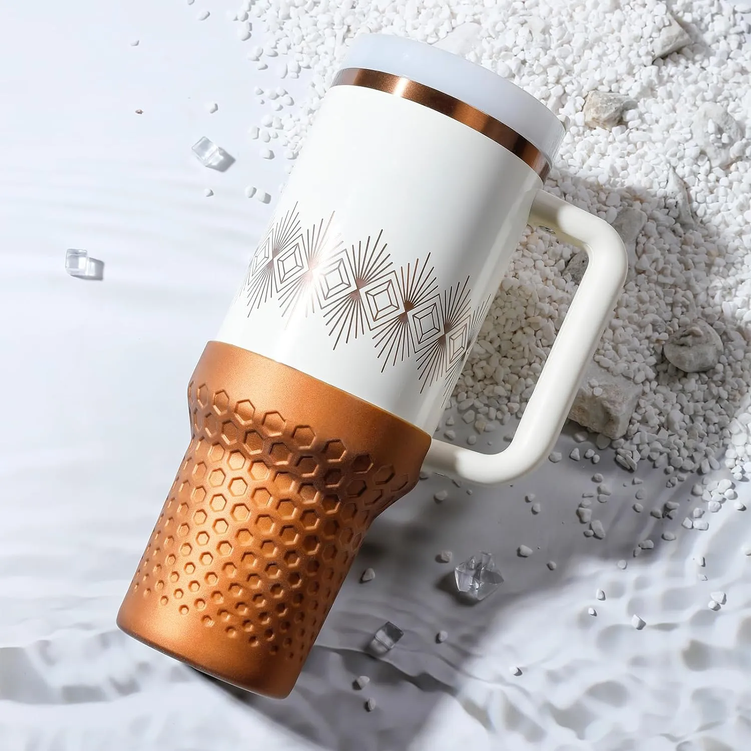 Metallic Glitter Boot for Stanley, Tall Silicone Protector Sleeve Accessories for Stanley Quencher H2.0 FlowState Tumbler 40oz / Stanley Adventure Quencher Tumbler 40oz (Bronze)