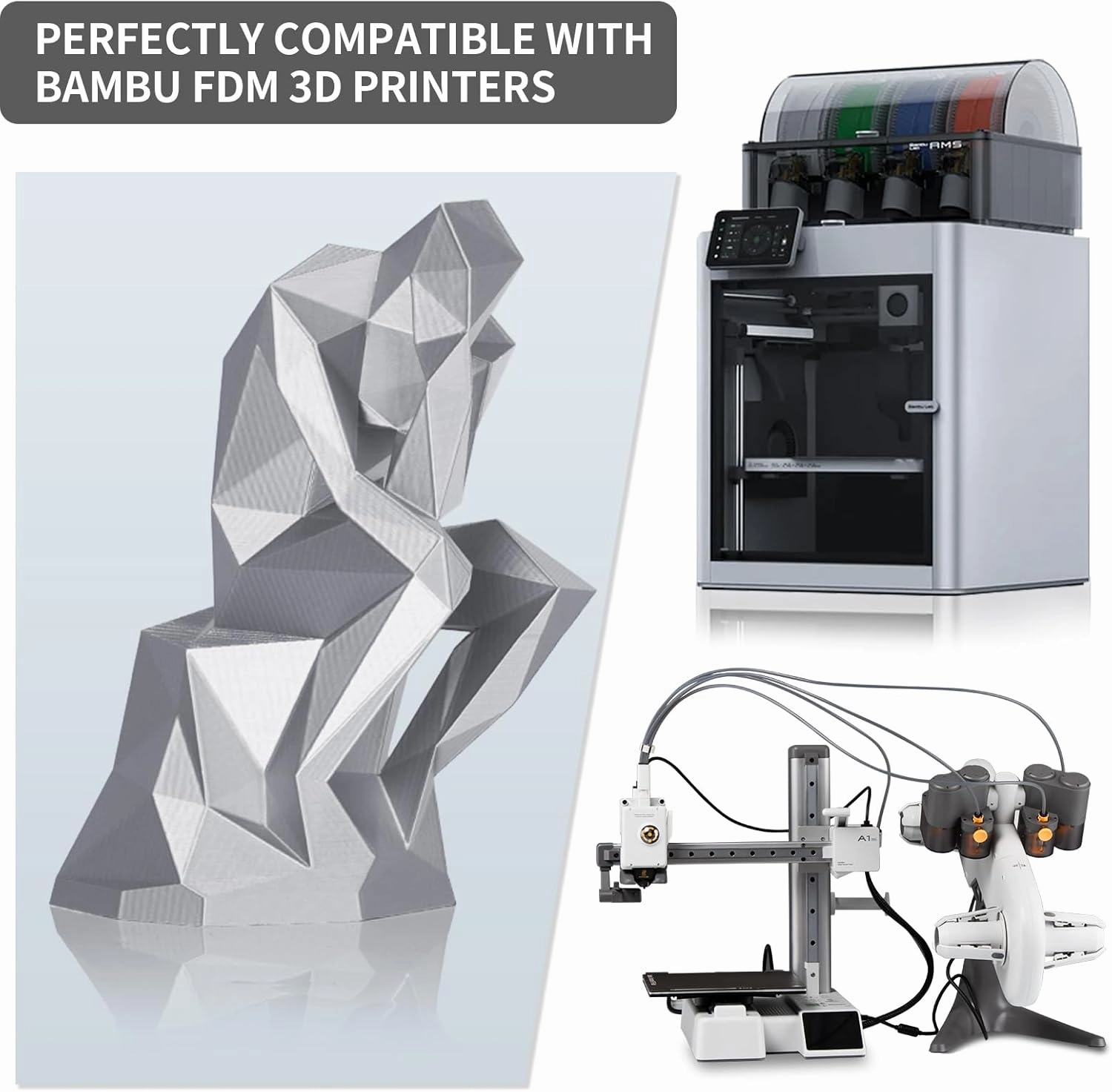 Metallic PETG Filament 1.75mm, TINMORRY Rapid PETG 3D Printing Filament, PETG with a Rapid Flow Rate, Compatible with Bambu Lab FDM 3D Printer, 1KG, Chrome/Metal Silver