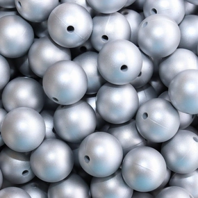 Metallic Silver Silicone Beads
