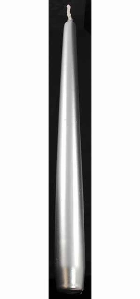 Metallic Silver Taper Candle