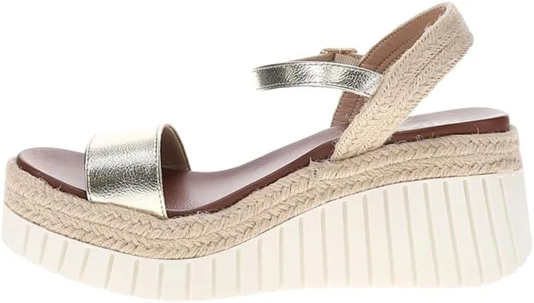 MIA Womens Yanis Metallic Platform Casual Sandals Casual High Heel 3" & Up - Gold