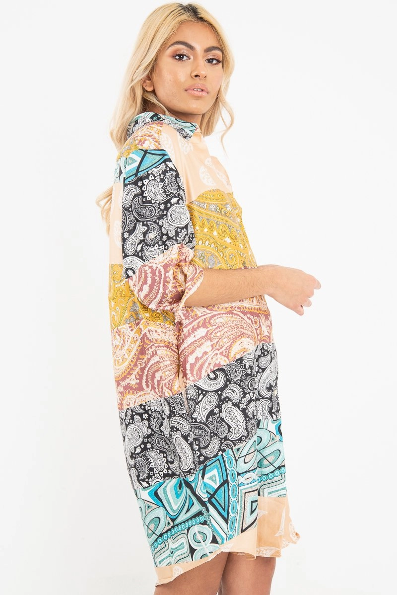 Midi Dress Satin Ilsa Flash discount Worldwide shipping - Paisley Nude Shirt