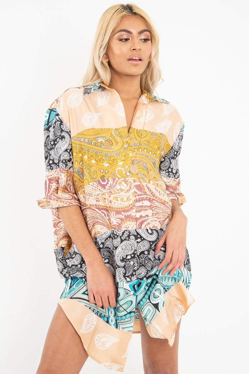 Midi Dress Satin Ilsa Flash discount Worldwide shipping - Paisley Nude Shirt