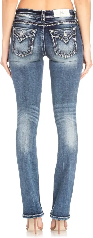 Miss Me Women's Embroidered Border Bootcut Jeans