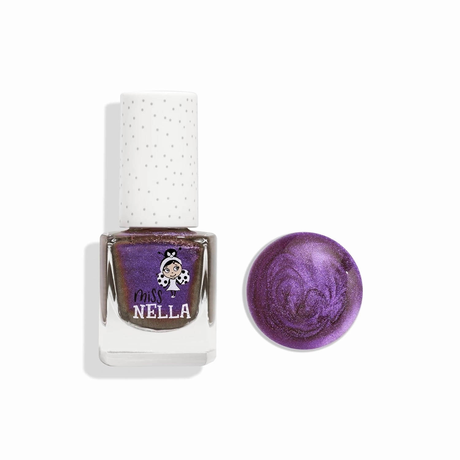 MISS NELLA SPACE COLLECTION Metallic Nail Polish for kids, set of 4 varnishes: silver, bronze, purple & blue, Peel- Off varnish for toddlers