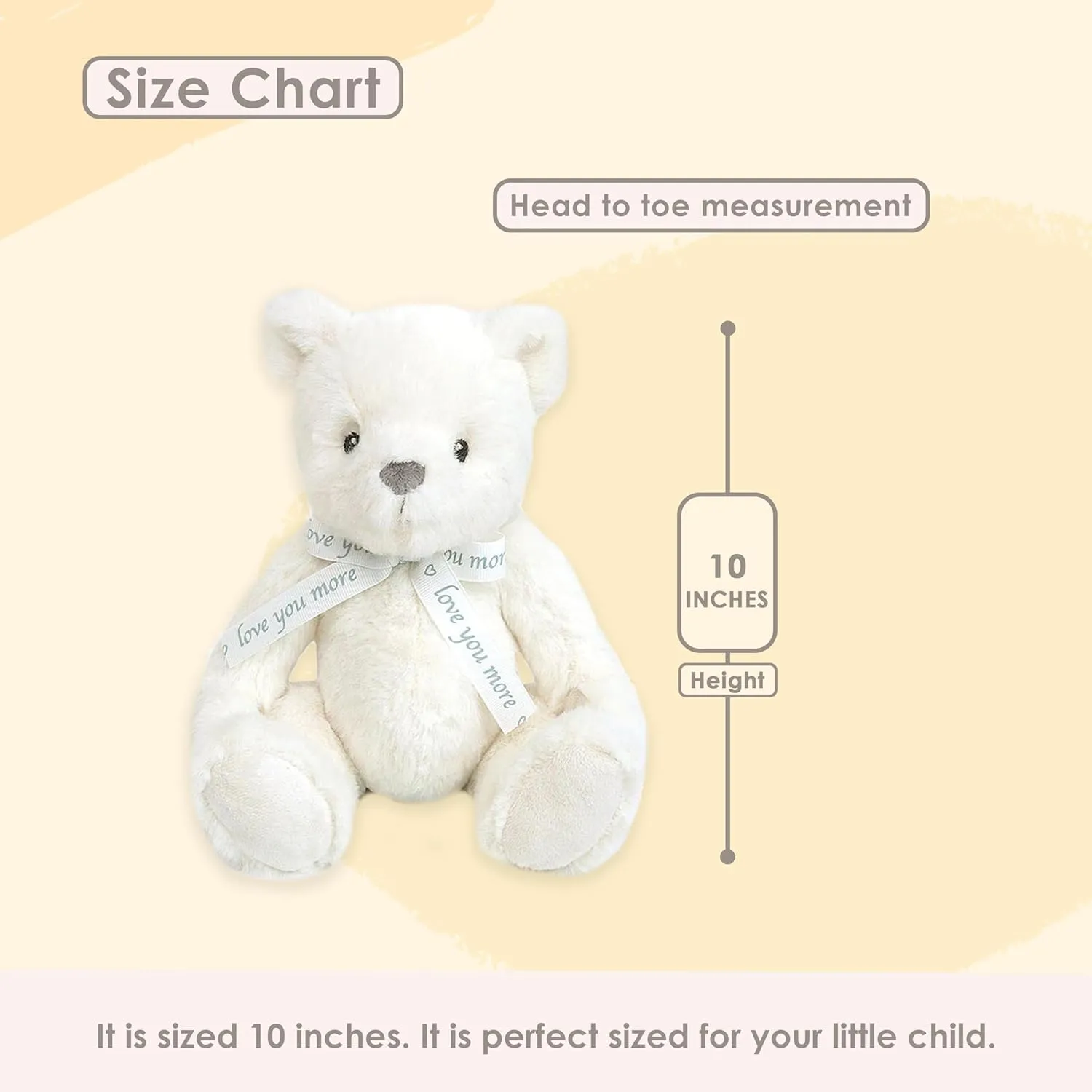 MON AMI ‘Love U’ Cream Teddy Bear Stuffed Animal – 10’’, Teddy Bear Plush for Baby Shower, Cute Plushies for Kids of All Ages