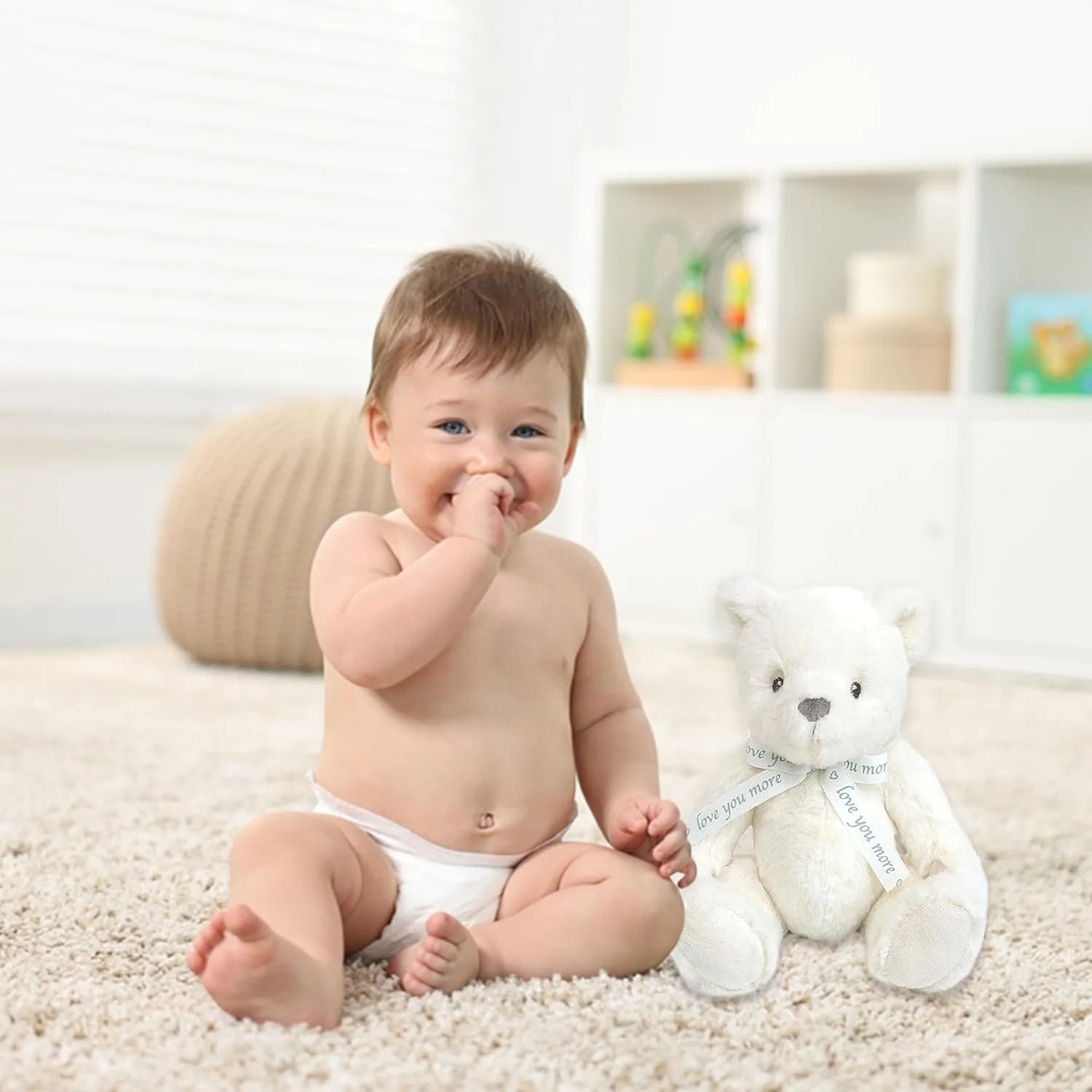 MON AMI ‘Love U’ Cream Teddy Bear Stuffed Animal – 10’’, Teddy Bear Plush for Baby Shower, Cute Plushies for Kids of All Ages