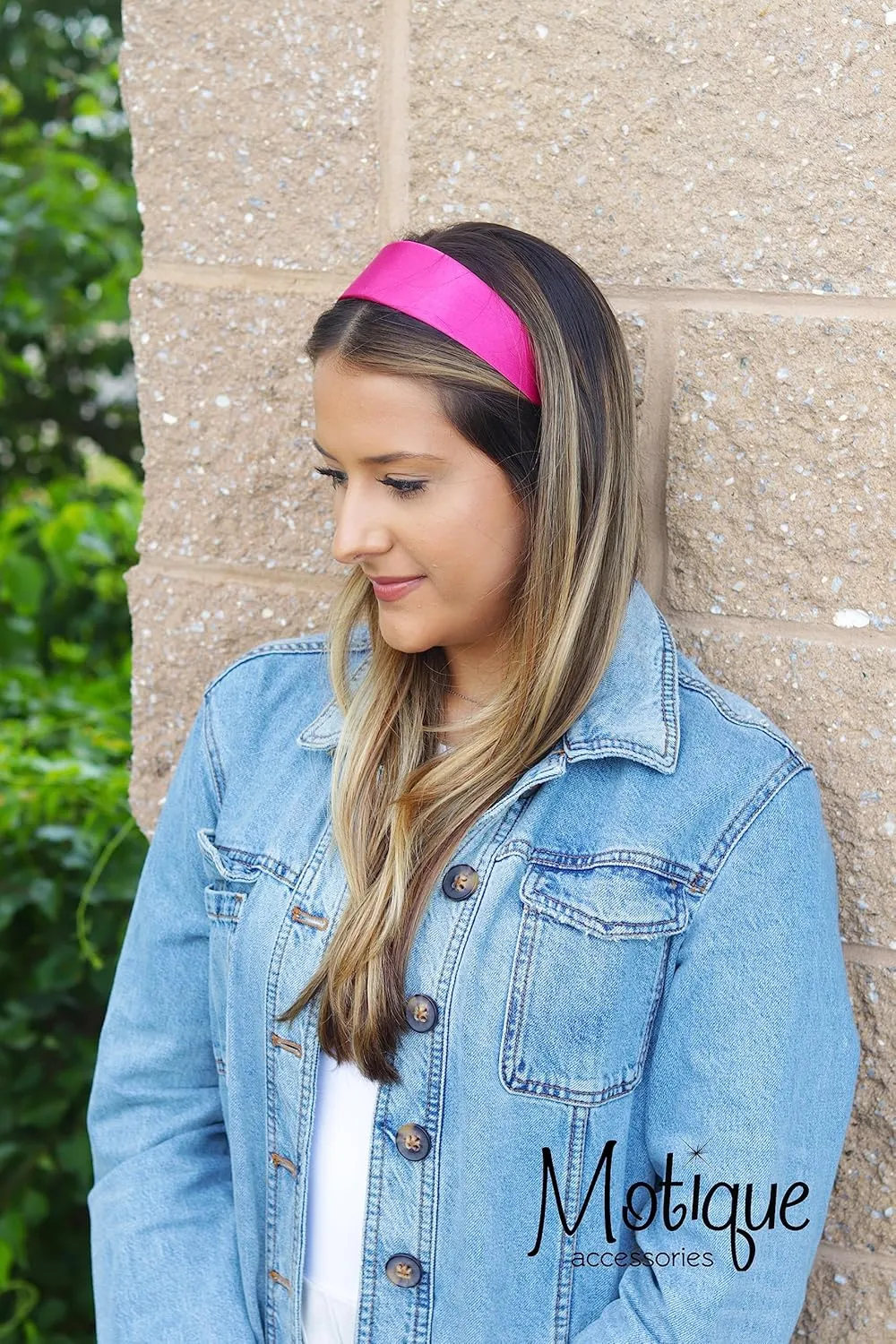 Motique Accessories Hot Pink 2 Inch Wide Satin Headband (Set of 12)