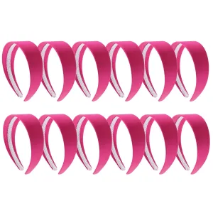 Motique Accessories Hot Pink 2 Inch Wide Satin Headband (Set of 12)