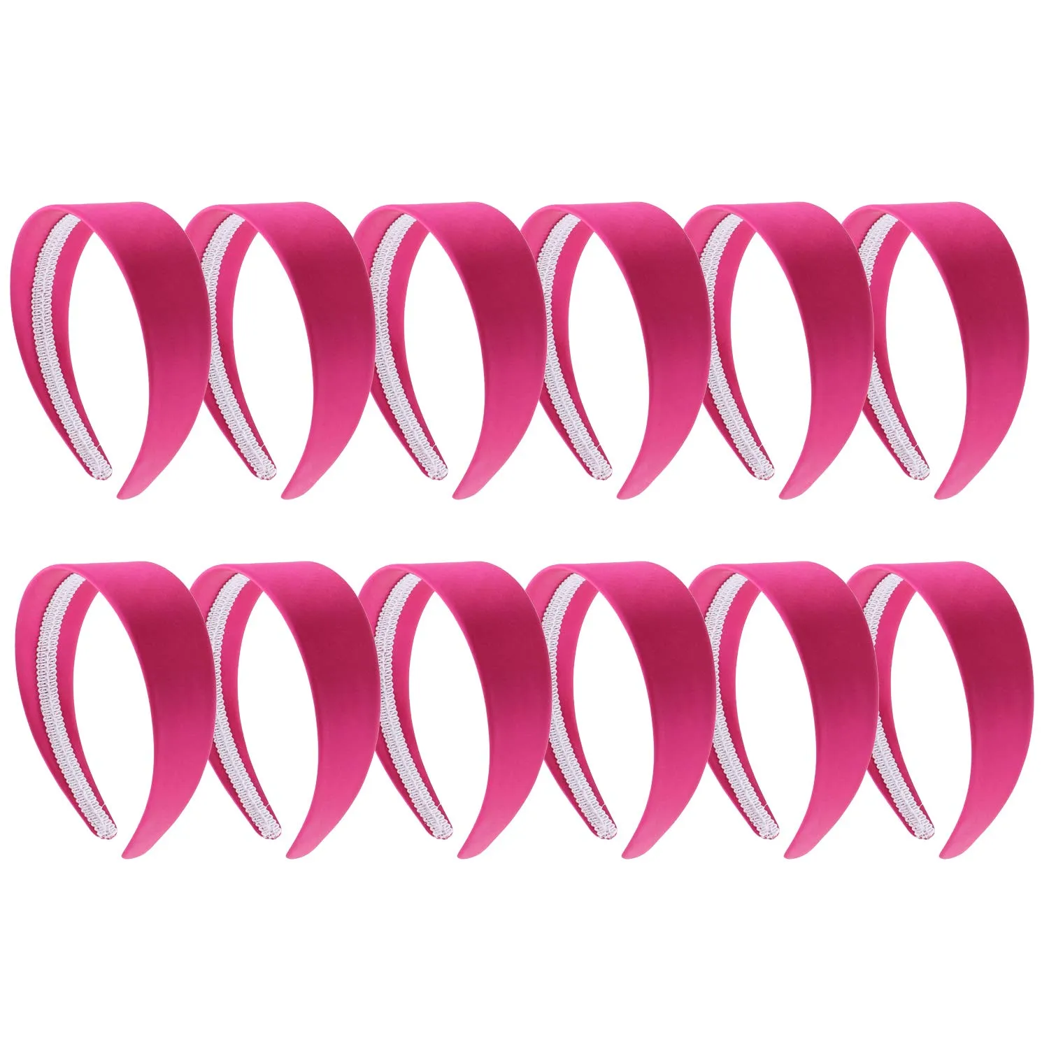 Motique Accessories Hot Pink 2 Inch Wide Satin Headband (Set of 12)