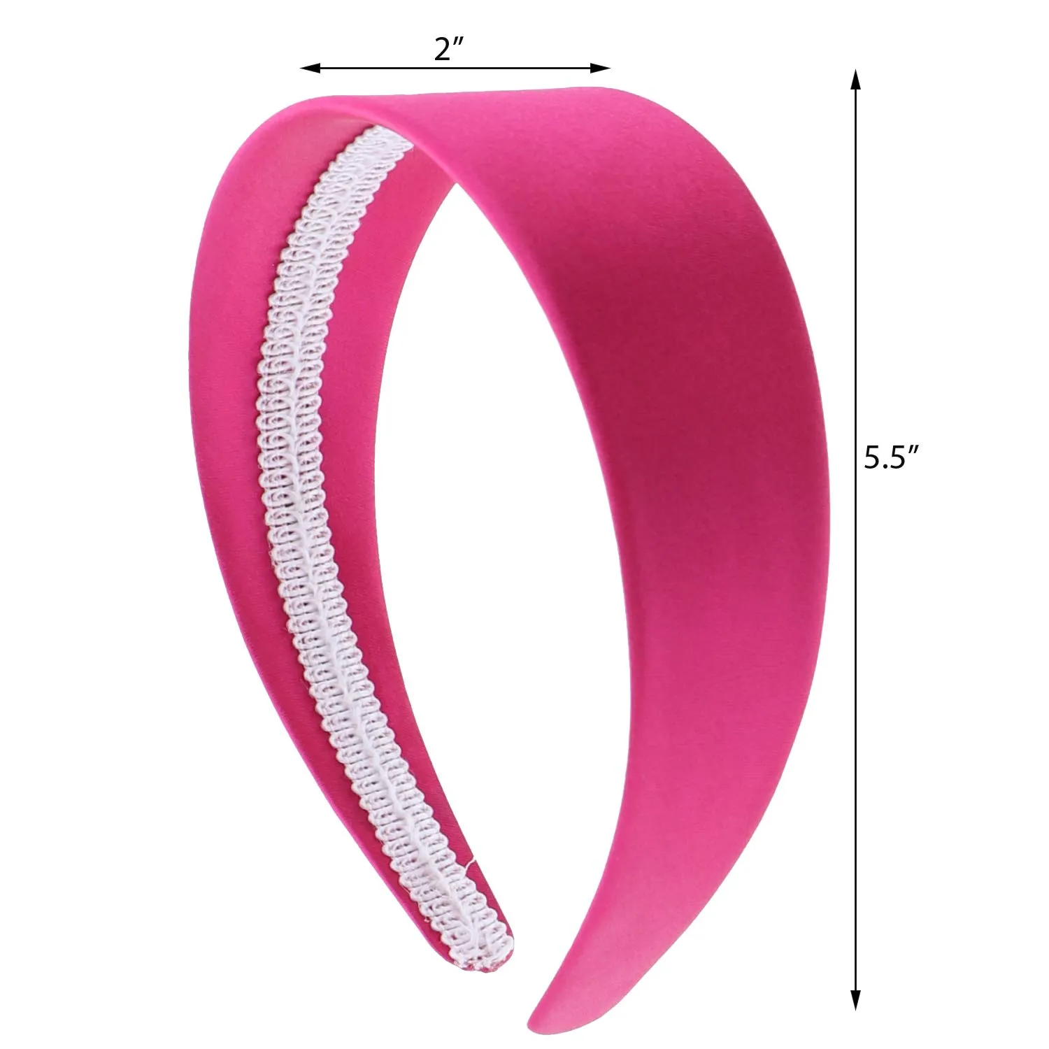 Motique Accessories Hot Pink 2 Inch Wide Satin Headband (Set of 12)