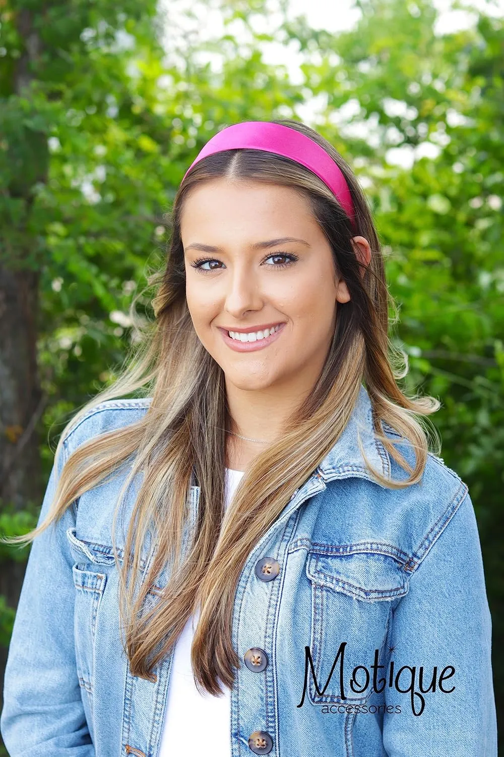 Motique Accessories Hot Pink 2 Inch Wide Satin Headband (Set of 12)