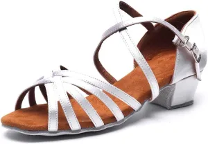 MSMAX Girls Latin Dance Shoe Low Heel Salsa Dancing Sandals for Women