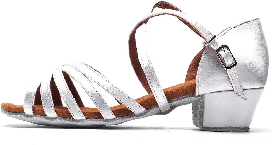 MSMAX Girls Latin Dance Shoe Low Heel Salsa Dancing Sandals for Women