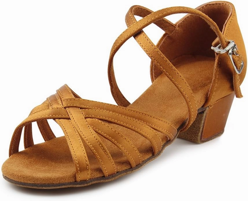 MSMAX Girls Latin Dance Shoe Low Heel Salsa Dancing Sandals for Women
