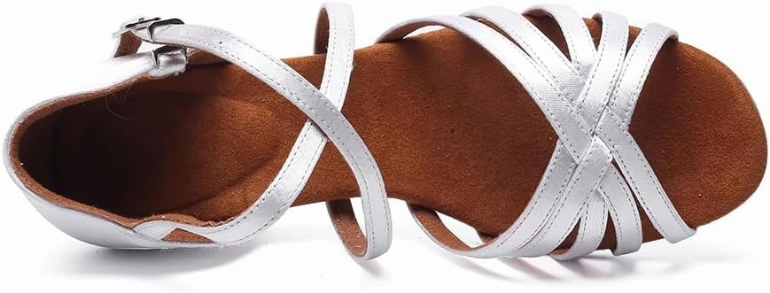 MSMAX Girls Latin Dance Shoe Low Heel Salsa Dancing Sandals for Women