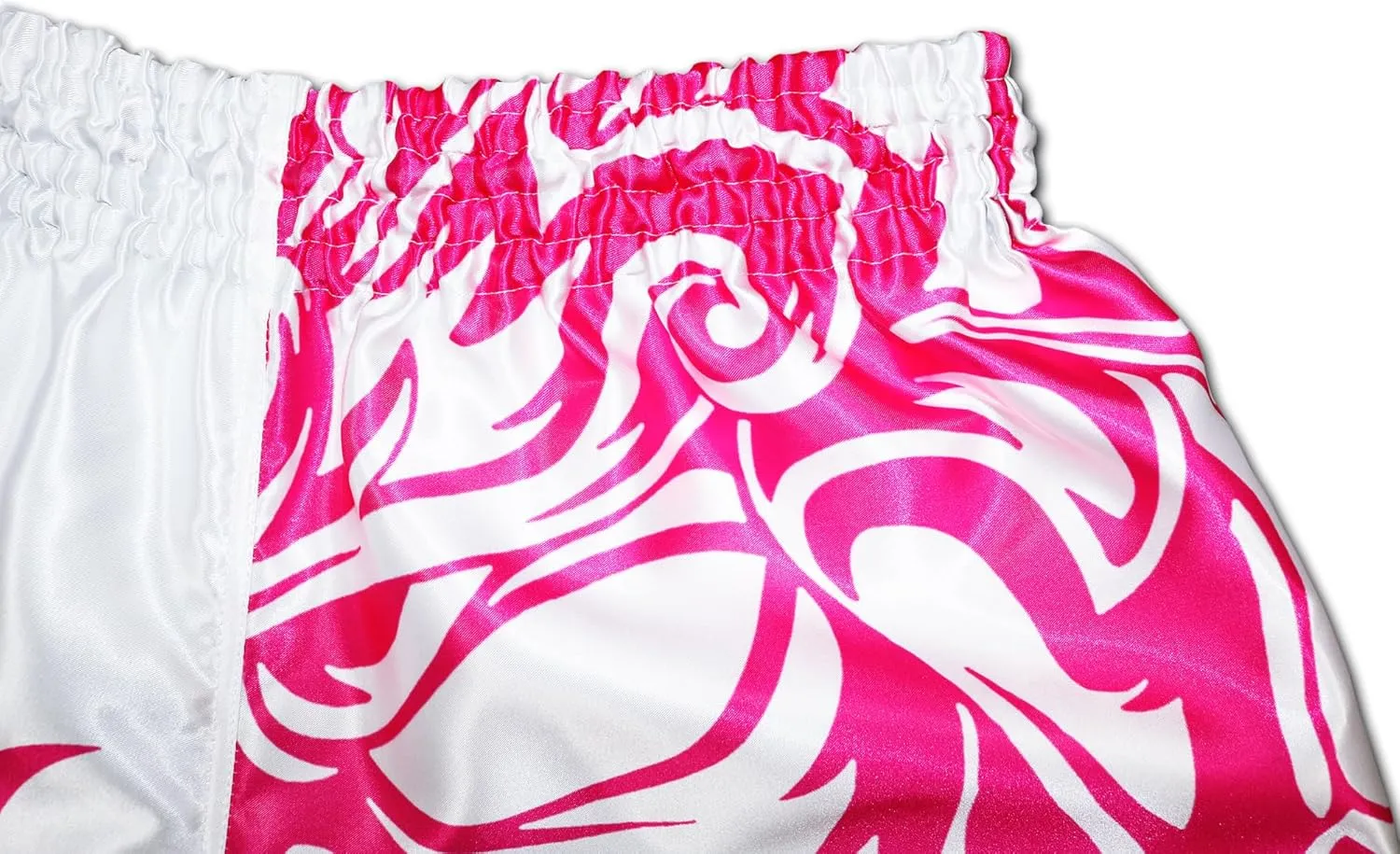 Muay Thai Shorts Samurai Tribal for Men & Women White Pink MMA Kickboxing Boxing Trunks