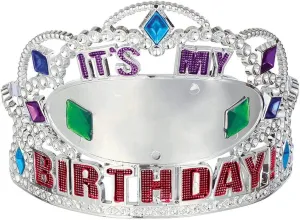 Multicolor Here's to Your Birthday Add Any Age Tiara w/ 28 Stickers - 3.5" x 5" (1 Pc) Elegant & Stylish Design - Customizable & One Size Fits All Crown - Perfect Birthday Party Accessory for All Ages