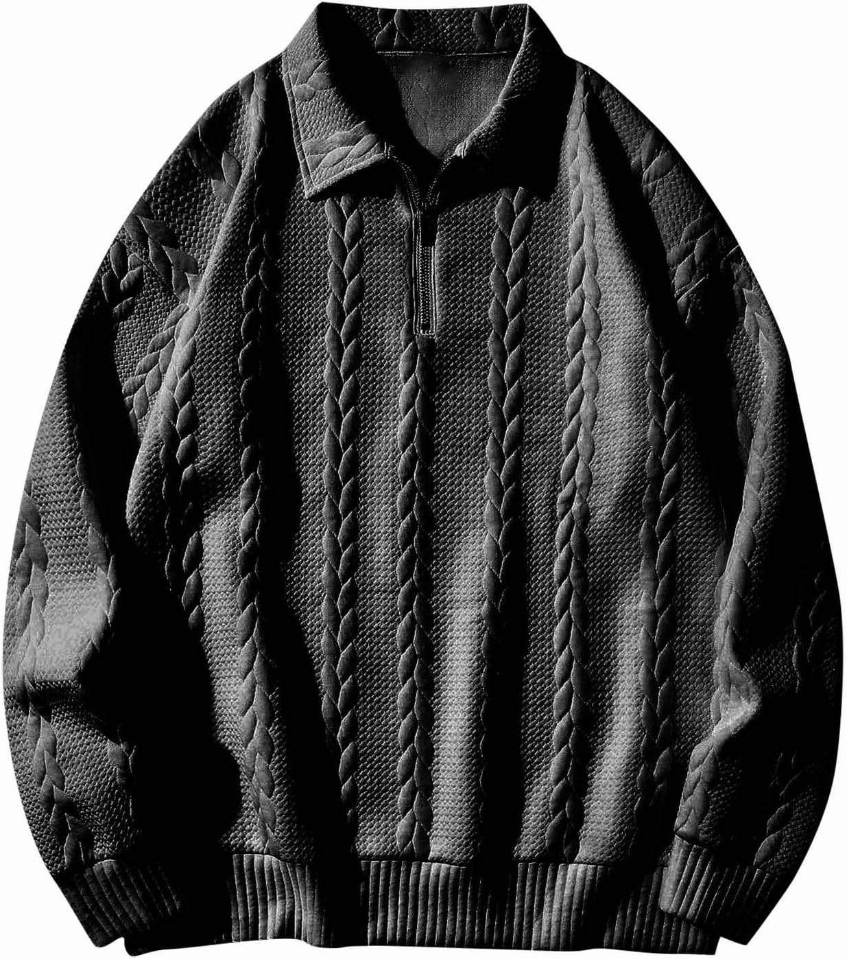 Muscularfit Men's Sweatshirts Causal Fashion Long Sleeve Geometric Texture Shirts Lounge Quarter Zip Collar Pullover Shirts