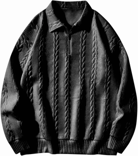 Muscularfit Men's Sweatshirts Causal Fashion Long Sleeve Geometric Texture Shirts Lounge Quarter Zip Collar Pullover Shirts