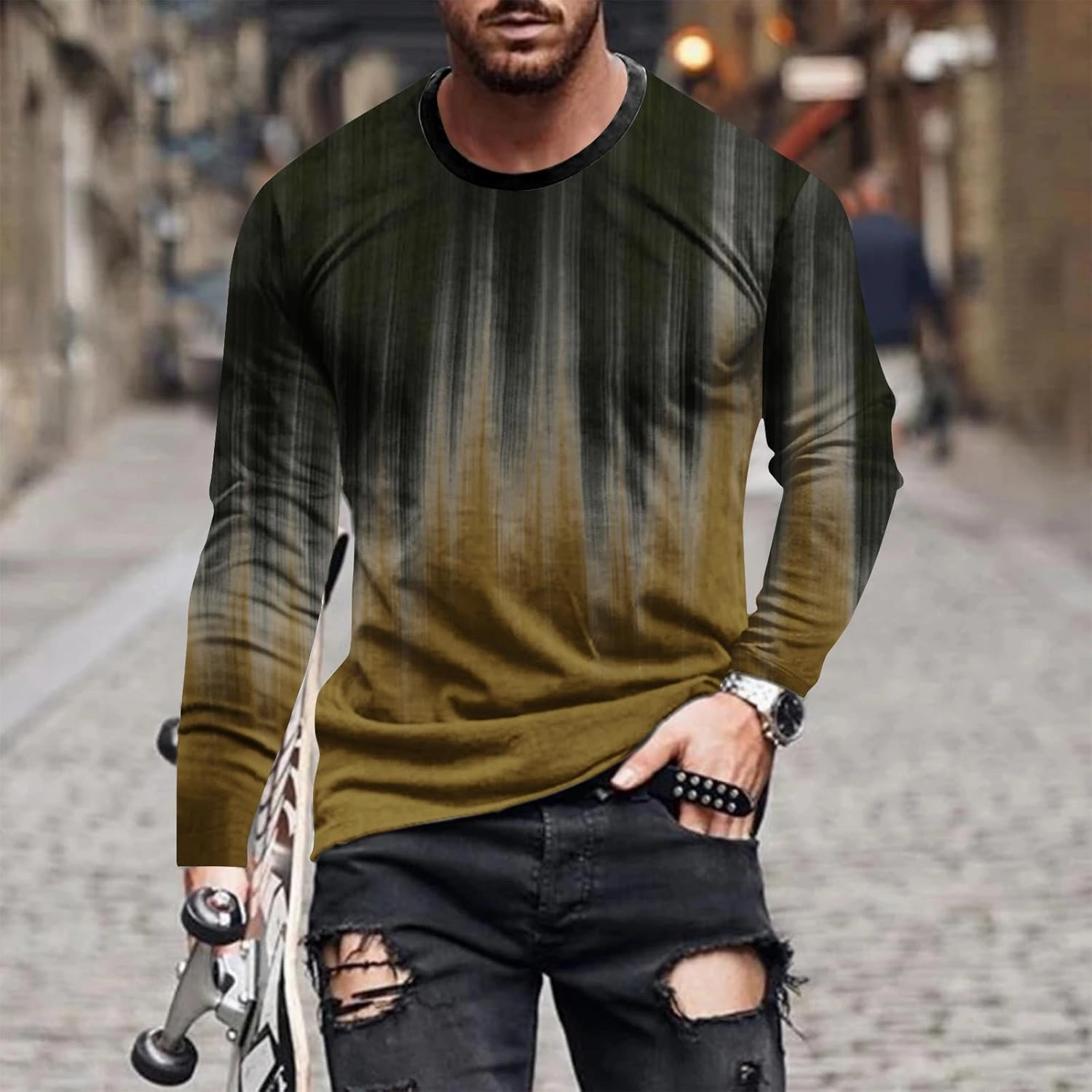 Muscularfit Mens Sweatshirt Causal Stylish Long Sleeve Contrast Color Crewneck Shirts Lightweight Gym Athletic Loose Pullover