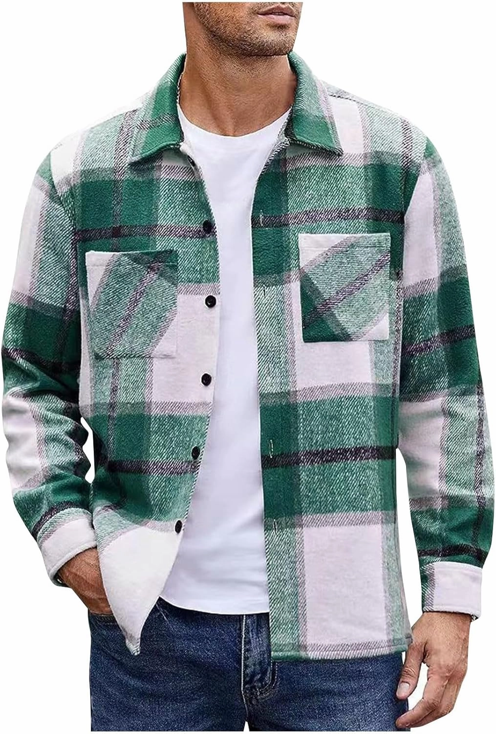 Muscularfit Plaid Flannel Shirt for Men Causal Stylish Long Sleeve Shirt Jacket With Not Hood Lightweight Work Cardigan Shirt