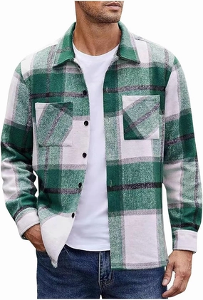 Muscularfit Plaid Flannel Shirt for Men Causal Stylish Long Sleeve Shirt Jacket With Not Hood Lightweight Work Cardigan Shirt