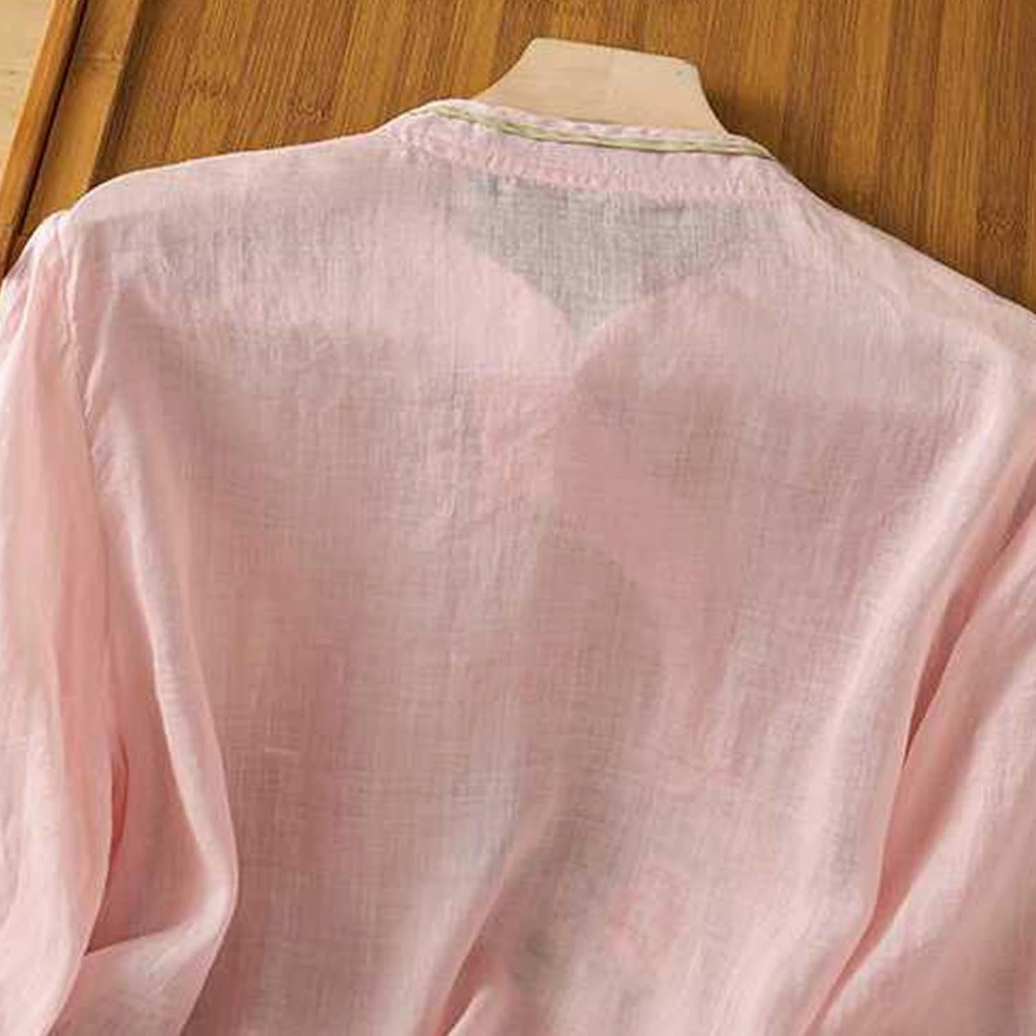 Mzkdieey Women's Cotton Linen Retro Chinese Frog Button Tops Traditional Mandarin Collar Shirts Floral Embroidered Blouse