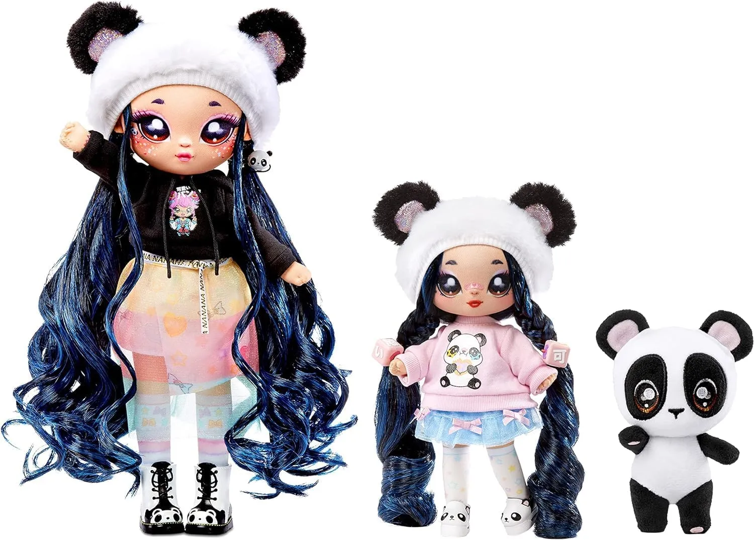 Na! Na! Surprise Family Soft Doll Set with 2 Fashion Dolls and 1 Pet Panda Features 12 Accessories, Long Hair Dolls in Removable Fashions and Accessories with Adorable Plush Pet Panda