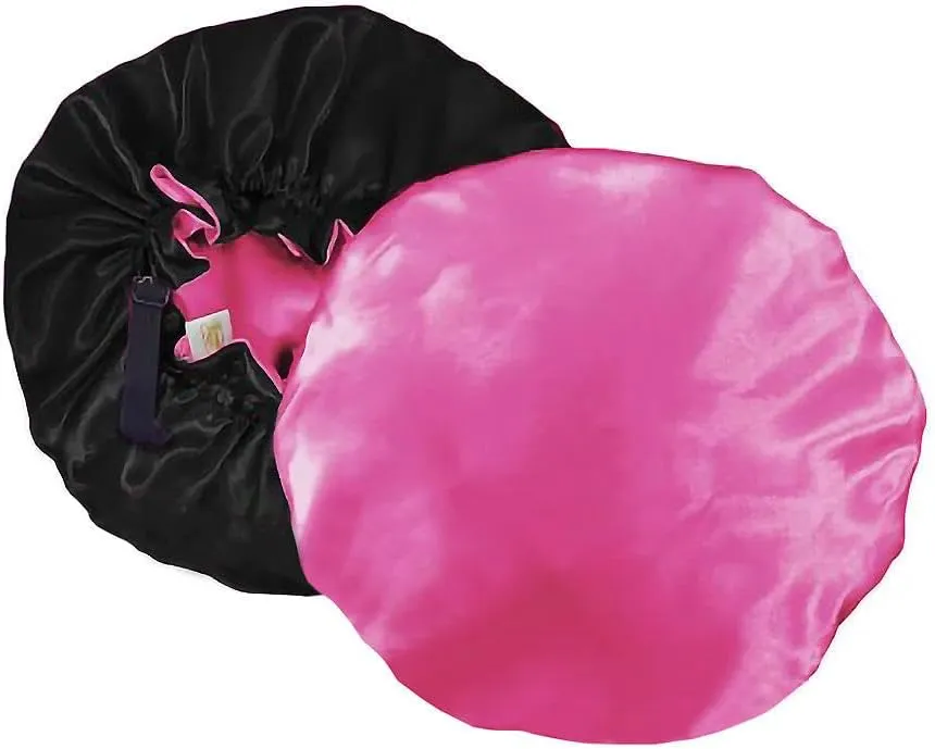 Natural hair essentials, reversible and adjustable Satin bonnet. satin pillowcases, satin Scrunchies and headband set of 8 pieces (Dark pink)