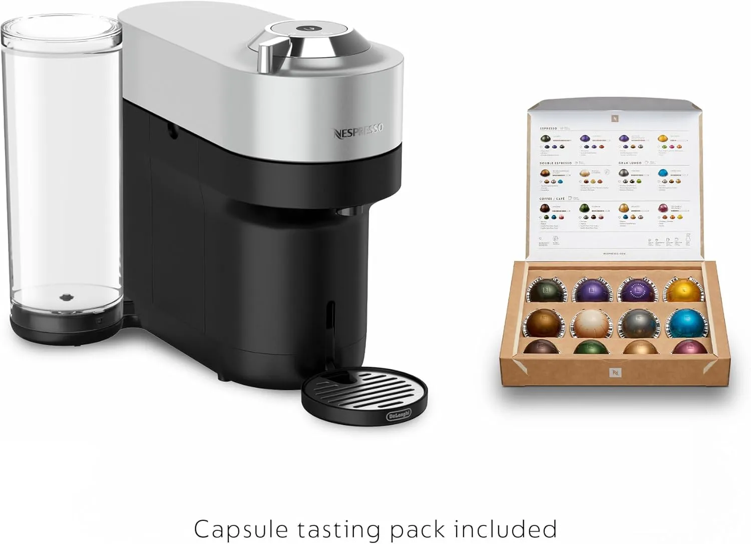 Nespresso Vertuo Pop  Deluxe Coffee and Espresso Machine by De'Longhi, 120 Volts, Silver