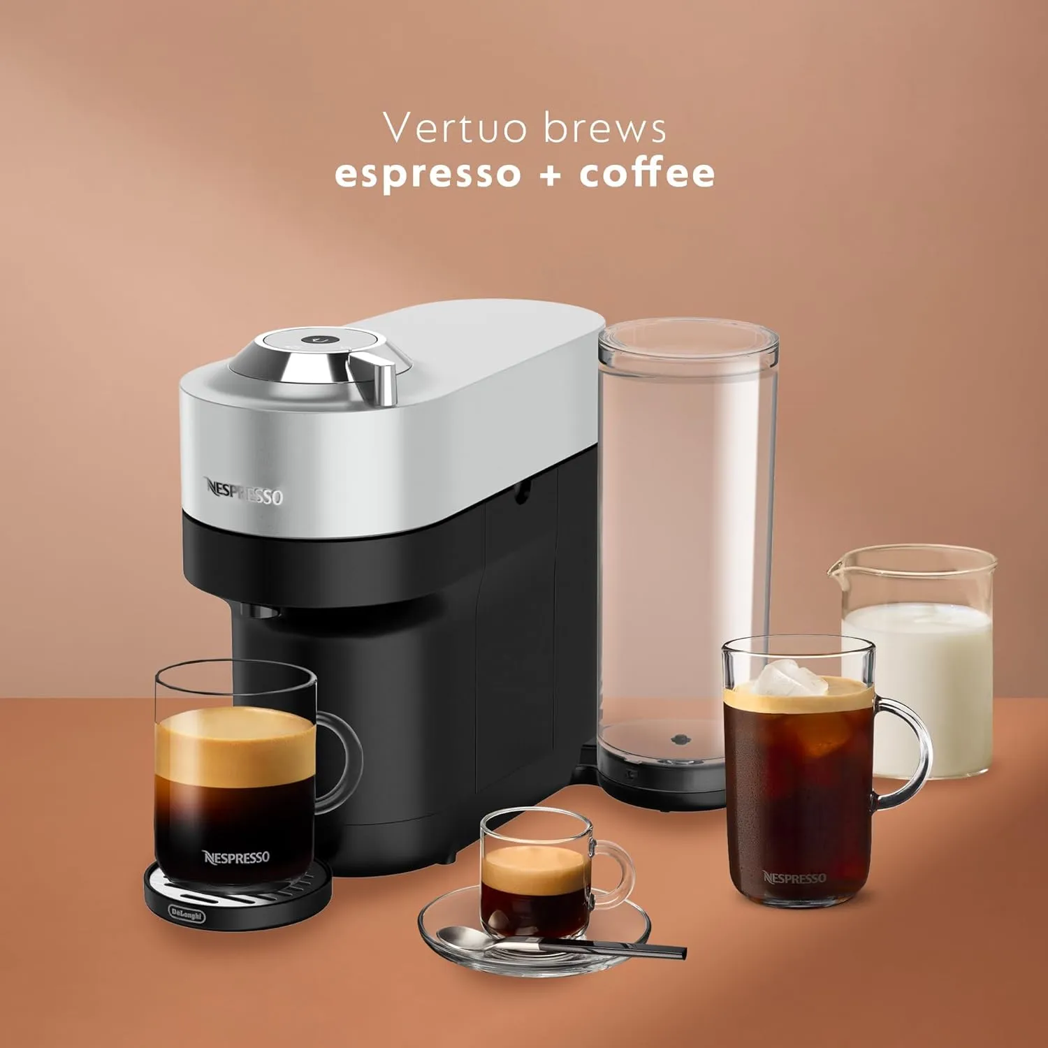Nespresso Vertuo Pop  Deluxe Coffee and Espresso Machine by De'Longhi, 120 Volts, Silver
